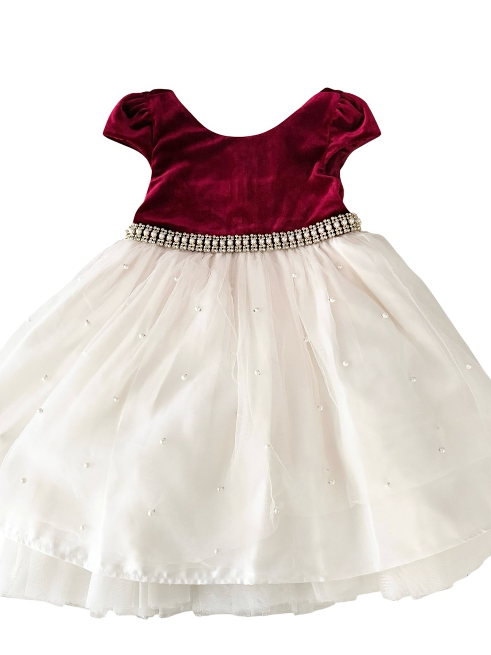 American Princess Girls Velvet & Tulle Party Dress in Burgundy and white Sz 3T